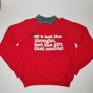 Vintage Lee Holiday Christmas Sweatshirt Funny Humor Polo Red Green Made in USA